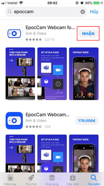 tải epoc cam trên app store