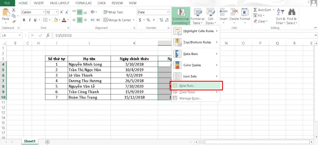 Hướng dẫn thiết lập thông báo hợp đồng sắp hết hạn trên Microsoft Excel - b1