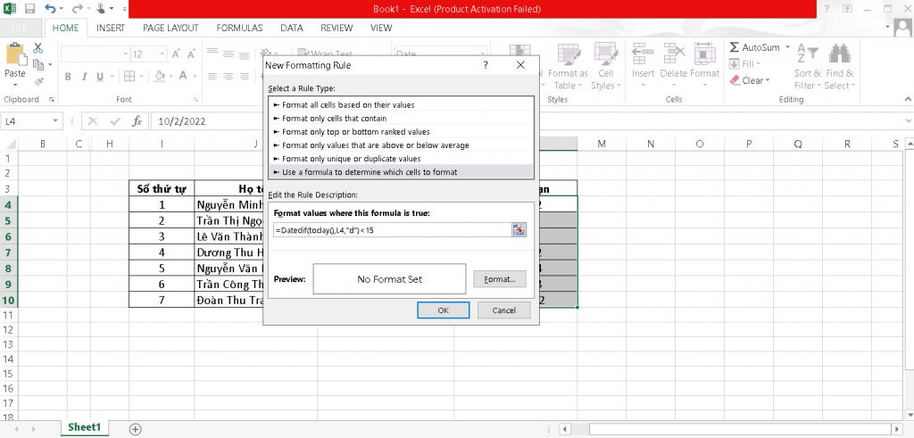 Hướng dẫn thiết lập thông báo hợp đồng sắp hết hạn trên Microsoft Excel - b2