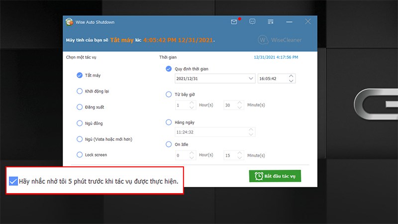 ác tính năng chính của Auto Shutdown