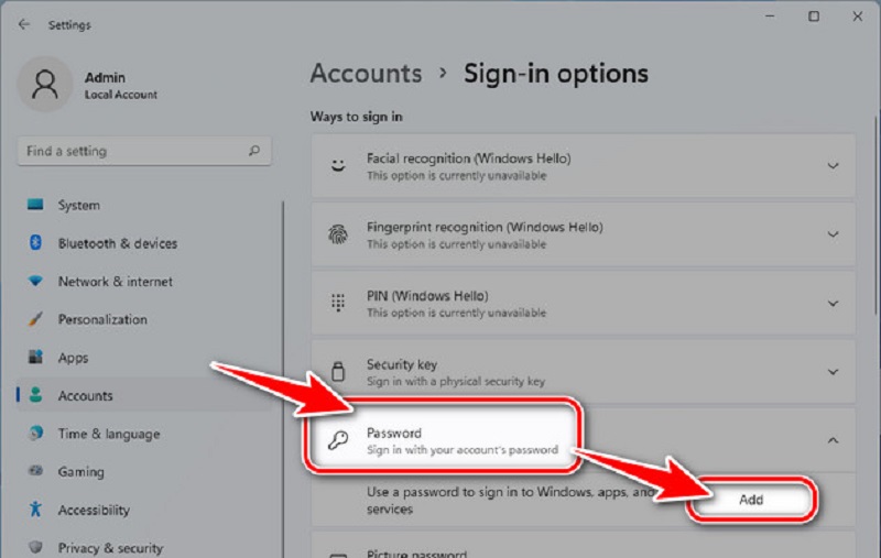 Các Bước Cài Đặt Mật Khẩu Máy Tính Windows 11