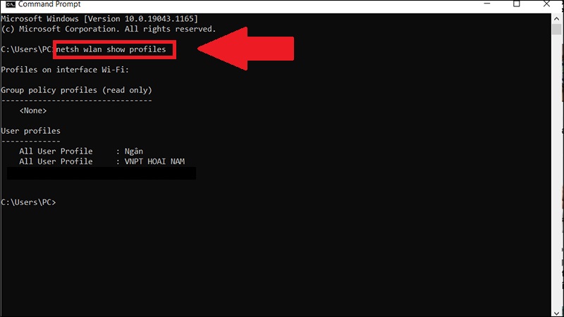 Cách 2: Xem mật khẩu Wifi qua Command Prompt