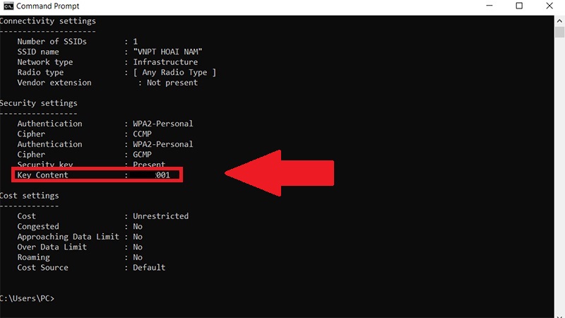 Cách 2: Xem mật khẩu Wifi qua Command Prompt