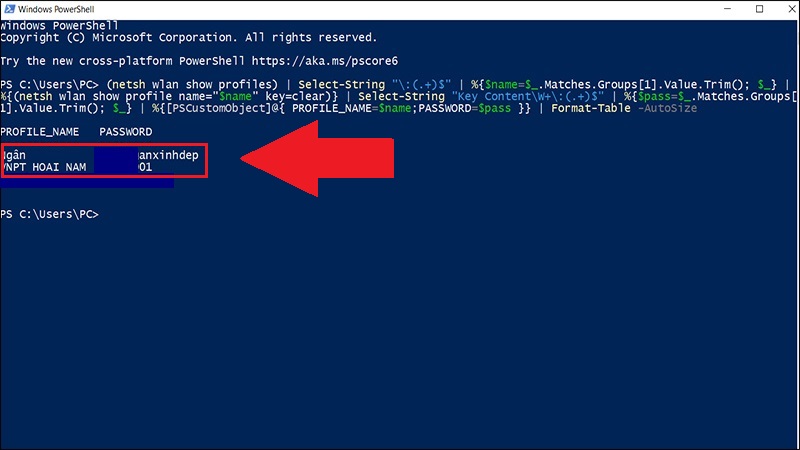 Cách 4: Xem mật khẩu Wifi bằng PowerShell