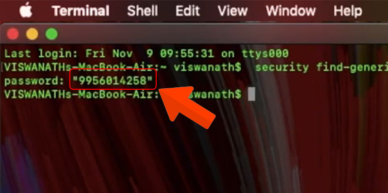 Cách 2: xem mật khẩu Wifi đã lưu trên Macbook bằng Terminal